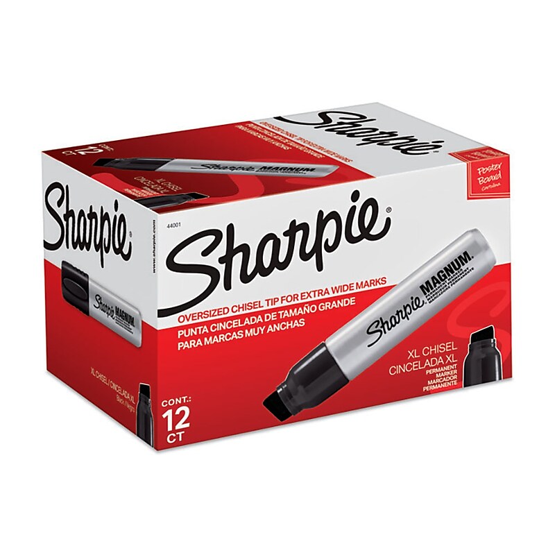 Sharpie Magnum Tank Permanent Marker, Chisel Tip, Black, 12/Pack (44001A) image 1