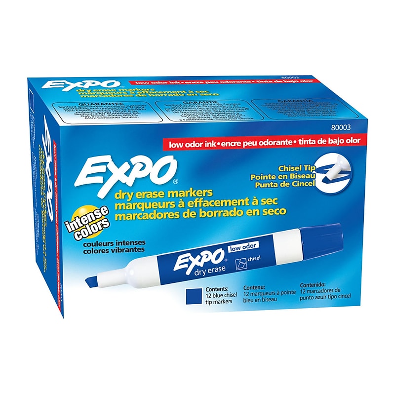 Expo Tank Dry Erase Markers, Chisel Tip, Blue, 12/Pack (80003) image 1
