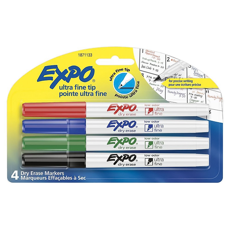 Expo Dry Erase Markers, Ultra Fine Tip, Assorted, 4/Pack (1871133) image 1
