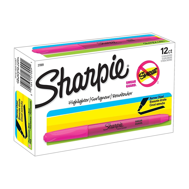 Sharpie Pocket Stick Highlighters, Chisel Tip, Flourescent Pink, Dozen (27009) image 1