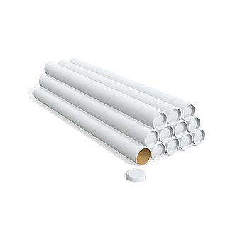 Coastwide Professional Mailing Tube with End Cap, 2" x 24", White, 12/Pack (CW55308)