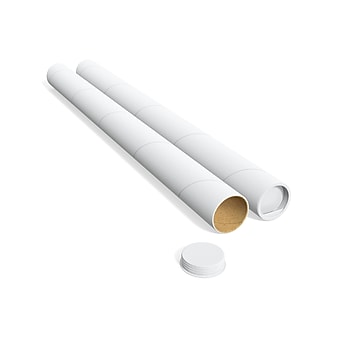 Coastwide Professional Mailing Tube with End Cap, 2" x 24", White, 12/Pack (CW55308)