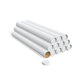 Coastwide Professional™ 3" x 30" Mailing Tube with Caps, White, 12/Carton (CW55305)