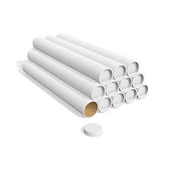 Coastwide Professional™ 3" x 24" Mailing Tube with Caps, White, 12/Box (CW55304)