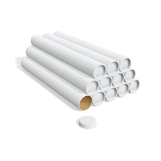 2 x 20 White Mailing Tubes with Caps Case/50