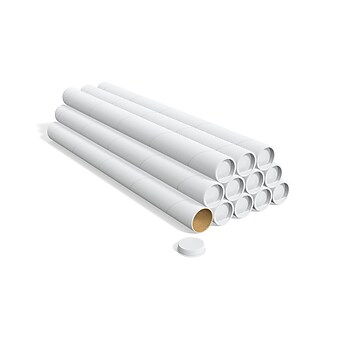 Coastwide Professional™ 3" x 36" Mailing Tube with Caps, White, 12/Carton (CW55306)