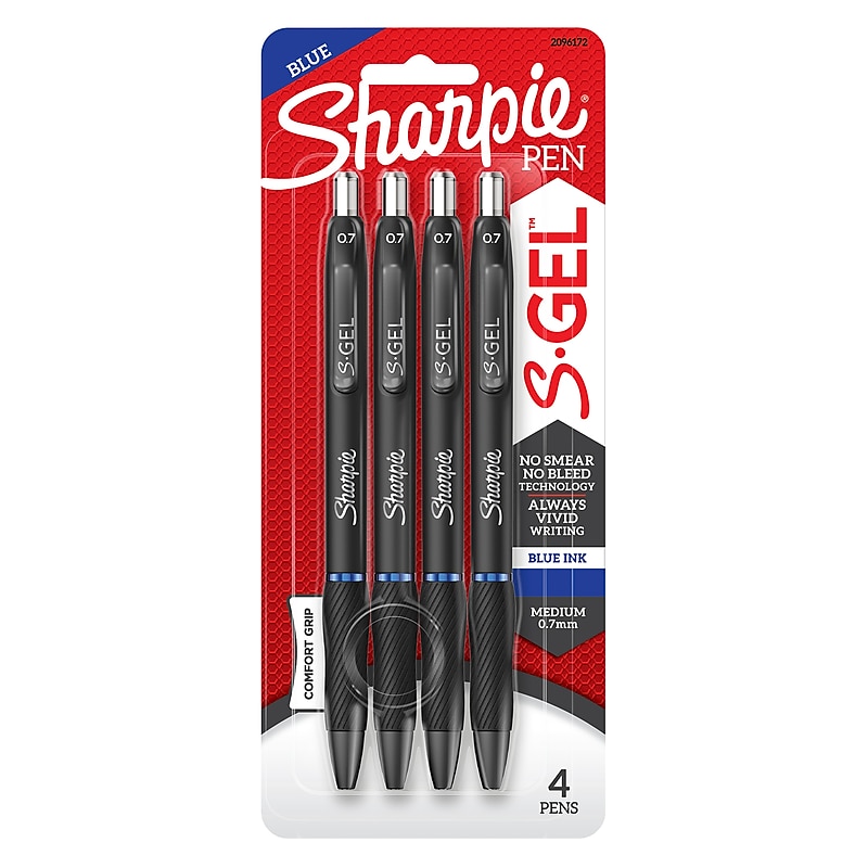 Sharpie S-Gel Retractable Gel Pen, Medium Point, Blue Ink, 4 Pack (2096172) image 1