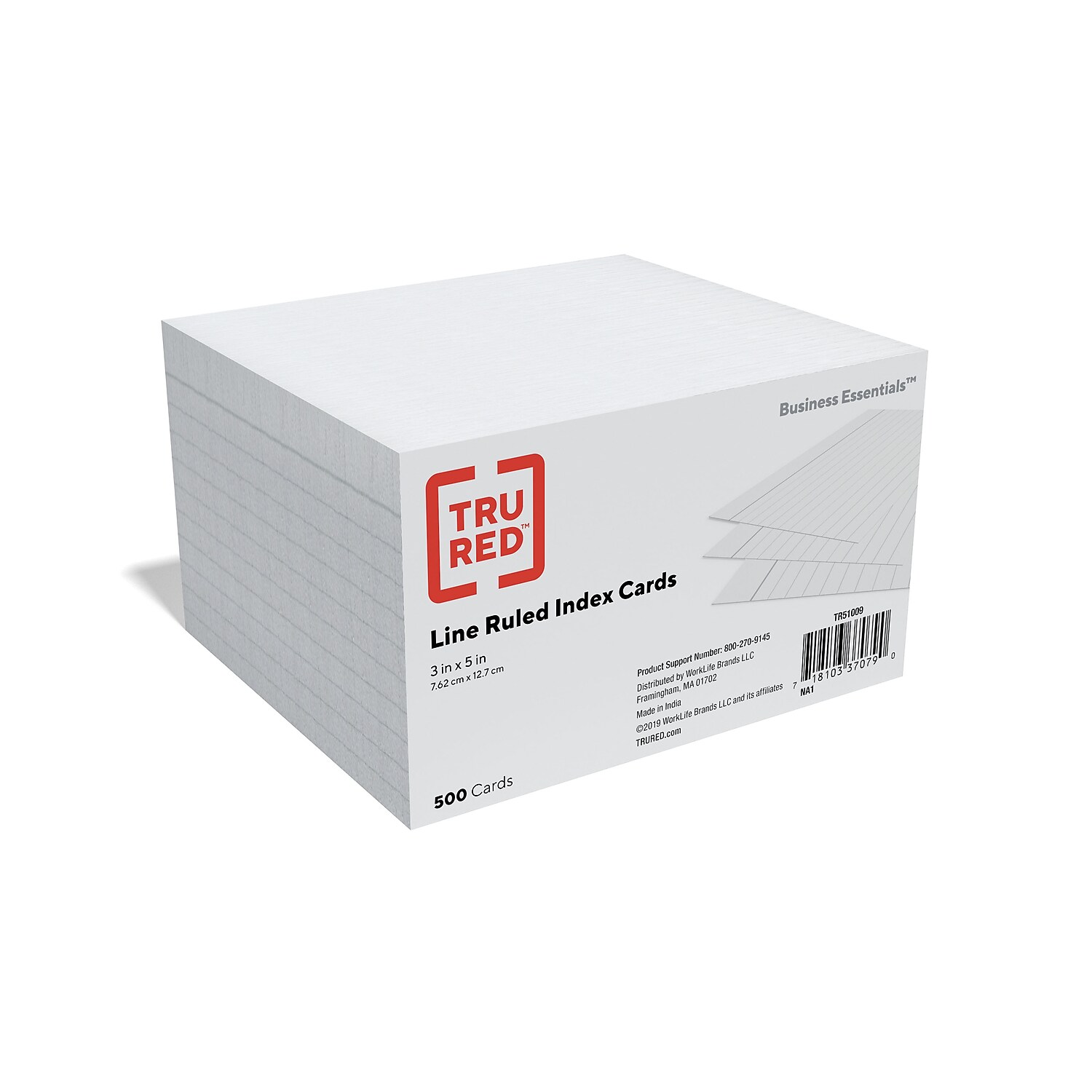 Staples 3" x 5" Line Ruled Index Cards 500/Pack (51009) 233601