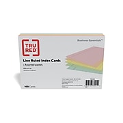 TRU RED™ 4" x 6" Index Cards, Lined, Assorted Colors, 100/Pack (TR51015)