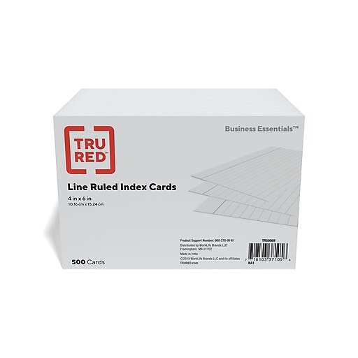 Staples 4" x 6" Line Ruled White Index Cards, 500/Pack at Staples