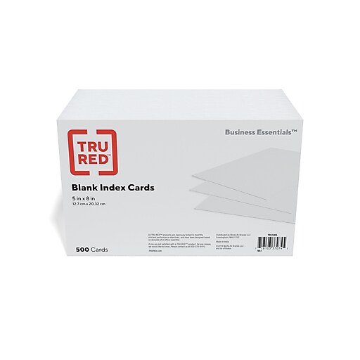 Tru Red 5 X 8 Index Cards Blank White 500 Pack Tr Staples