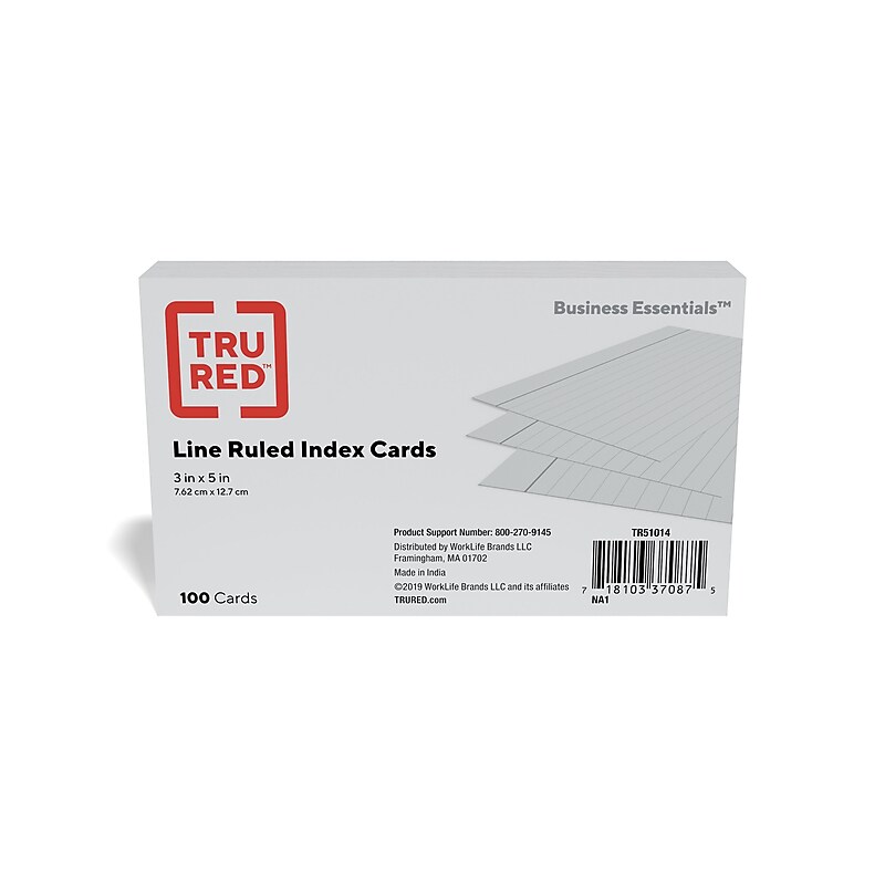 TRU RED™ 3" x 5" Index Cards, Lined, Gray, 100/Pack (TR51014) image 1