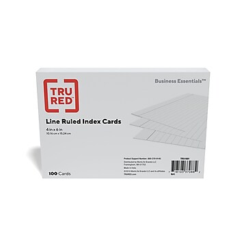 TRU RED™ 4" x 6" Index Cards, Lined, White, 100/Pack (TR51001)