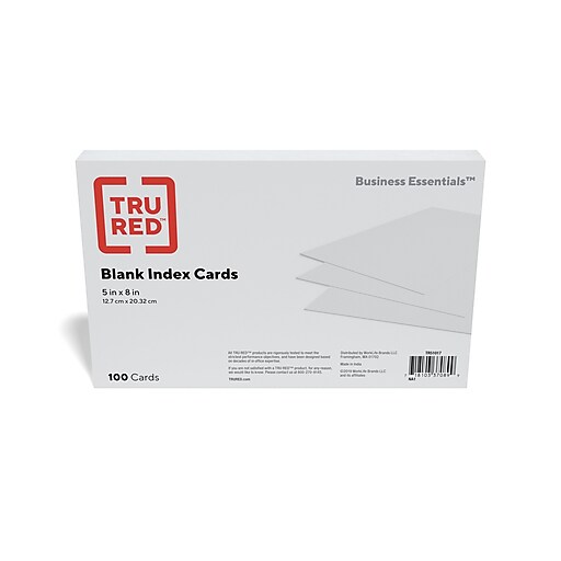 TRU RED™ Index Cards, 5" x 8", White, 100 Cards/Pack (TR51017 ) Staples