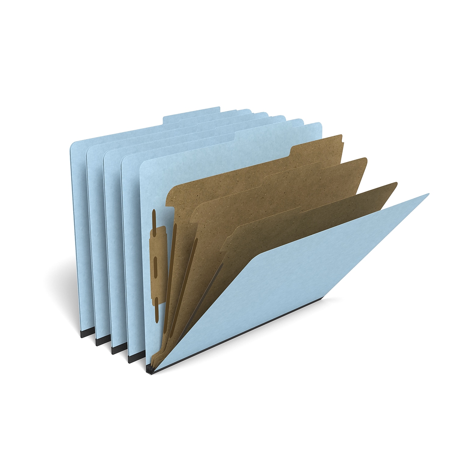 Staples Classification Folders 2/5-Cut Top Tab Ltr 3 Dividers Lt Bl 20/BX 614437 