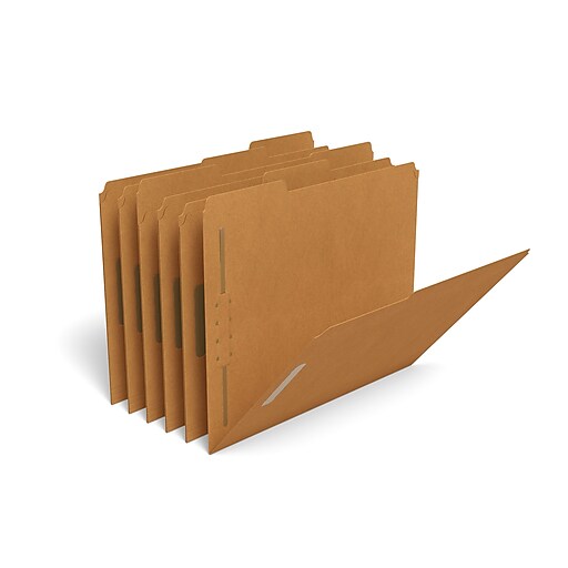 Staples Reinforced Fastener Folders, Letter, Kraft, 50/Box at Staples