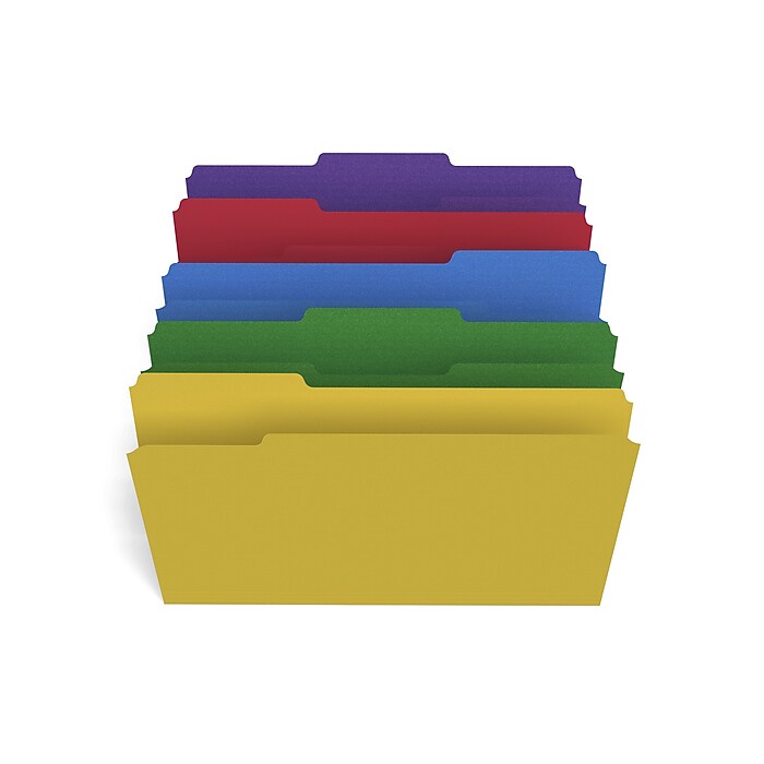Staples File Folders, 1/3-Cut Tab, Legal Size, Assorted Colors