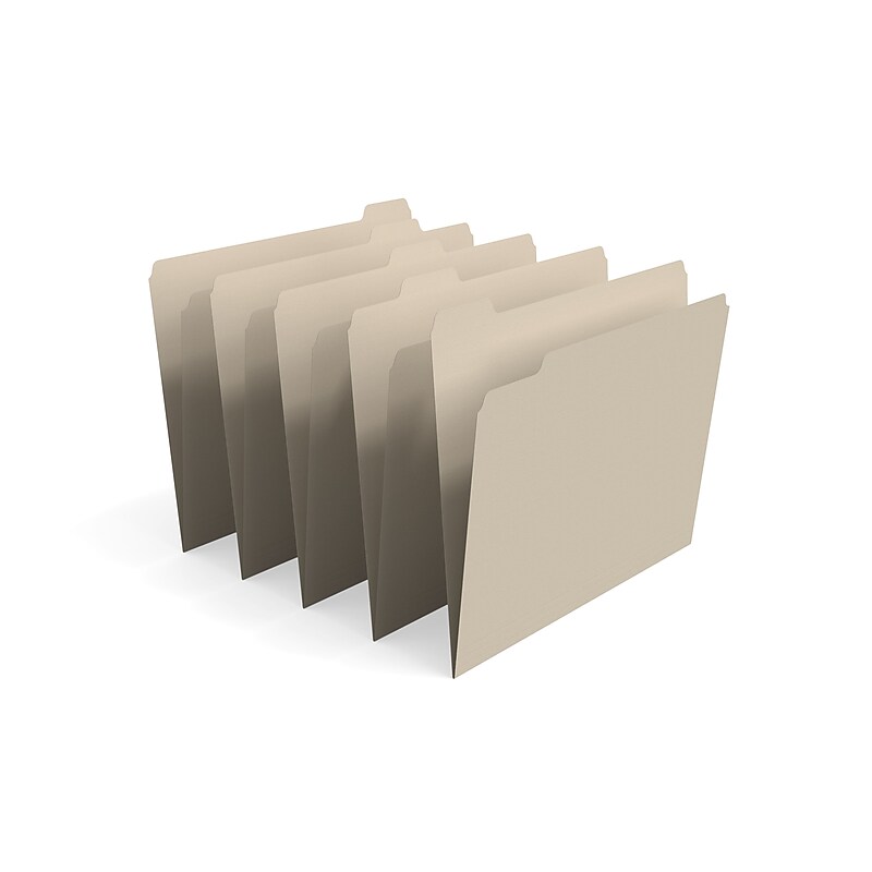 Staples 30% Recycled File Folder, 1/5 Cut Tab, Letter Size, Manila, 100/Box (ST22937-CC) image 1