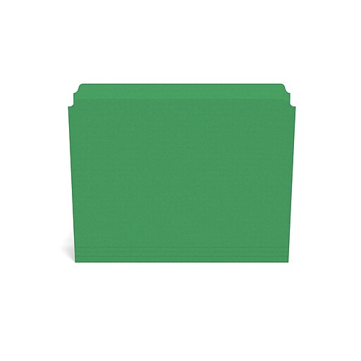 Staples Top-Tab File Folders Straight-Cut Tab Letter Size Green 100/BX 509653 