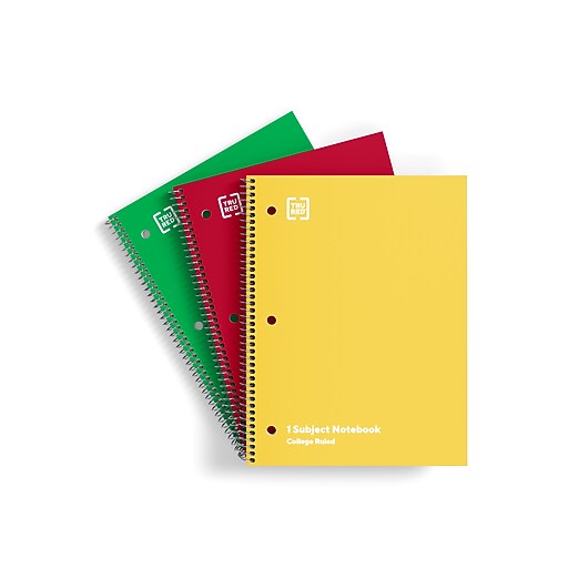 TRU RED™ 1Subject Notebook, 8" x 10.5", College Ruled, 70 Sheets