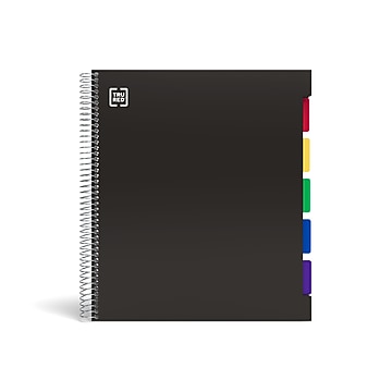 TRU RED™ Premium 5-Subject Notebook, 8.5" x 11", College Ruled, 150 Sheets, Black (TR24430)