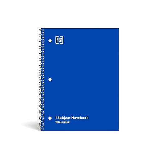 TRU RED™ 1-Subject Notebook, 8" x 10.5", Wide Ruled, 70 Sheets, Blue (TR24003)