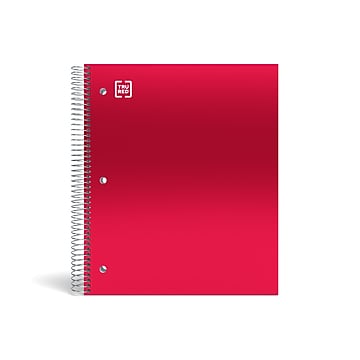 TRU RED™ Premium 5-Subject Notebook, 8.5" x 11", College Ruled, 200 Sheets, Red (TR58319)