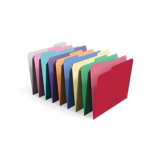 TRU RED™ File Folders, 1/3 Cut, Letter Size, Assorted Colors, 100/Box