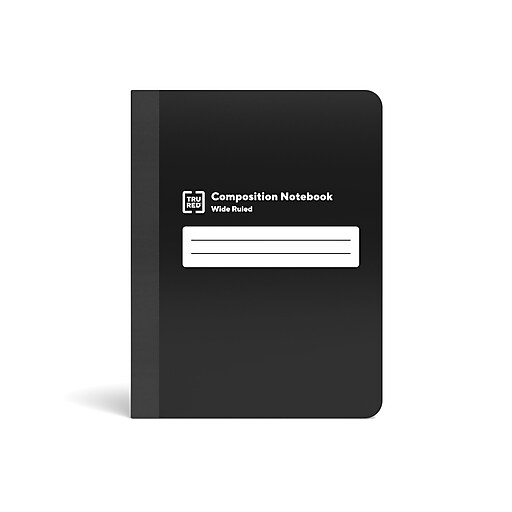 Staples® Poly Composition Notebook, Wide Ruled, 93/4" x 71/2", Black