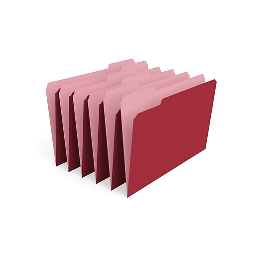 TRU RED™ File Folders, 1/3 Cut, Legal Size, Red, 100/Box (TR224550) at