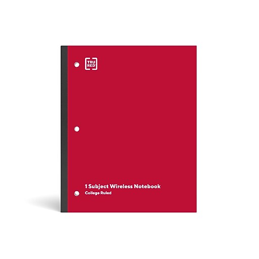 TRU RED™ Wireless 1Subject Notebook, 8.5" x 11", College Ruled, 80 Sheets, Red (TR58379) at Staples