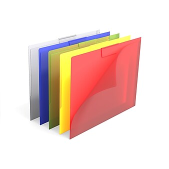 TRU RED™ Heavy Duty Plastic File Jackets, 1-Pocket, Letter Size, Assorted Colors, 5/Pack (TR36053)