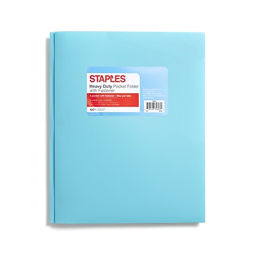 Staples 2Pocket Portfolio with Fastener, Teal (55478) at Staples