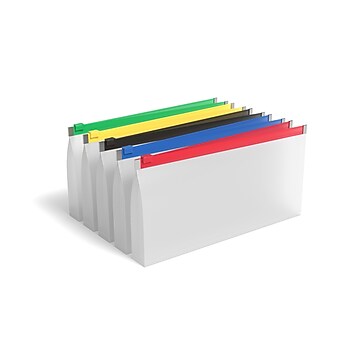 TRU RED™ Plastic Filing Zip Envelopes with Zipper Closure, Check Size, Assorted Colors, 5/Pack (TR51840)