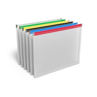 TRU RED™ Moisture Resistant Plastic Filing Envelopes with Zipper Closure, Letter Size, Assorted Colors, 5/Pack (TR51842)