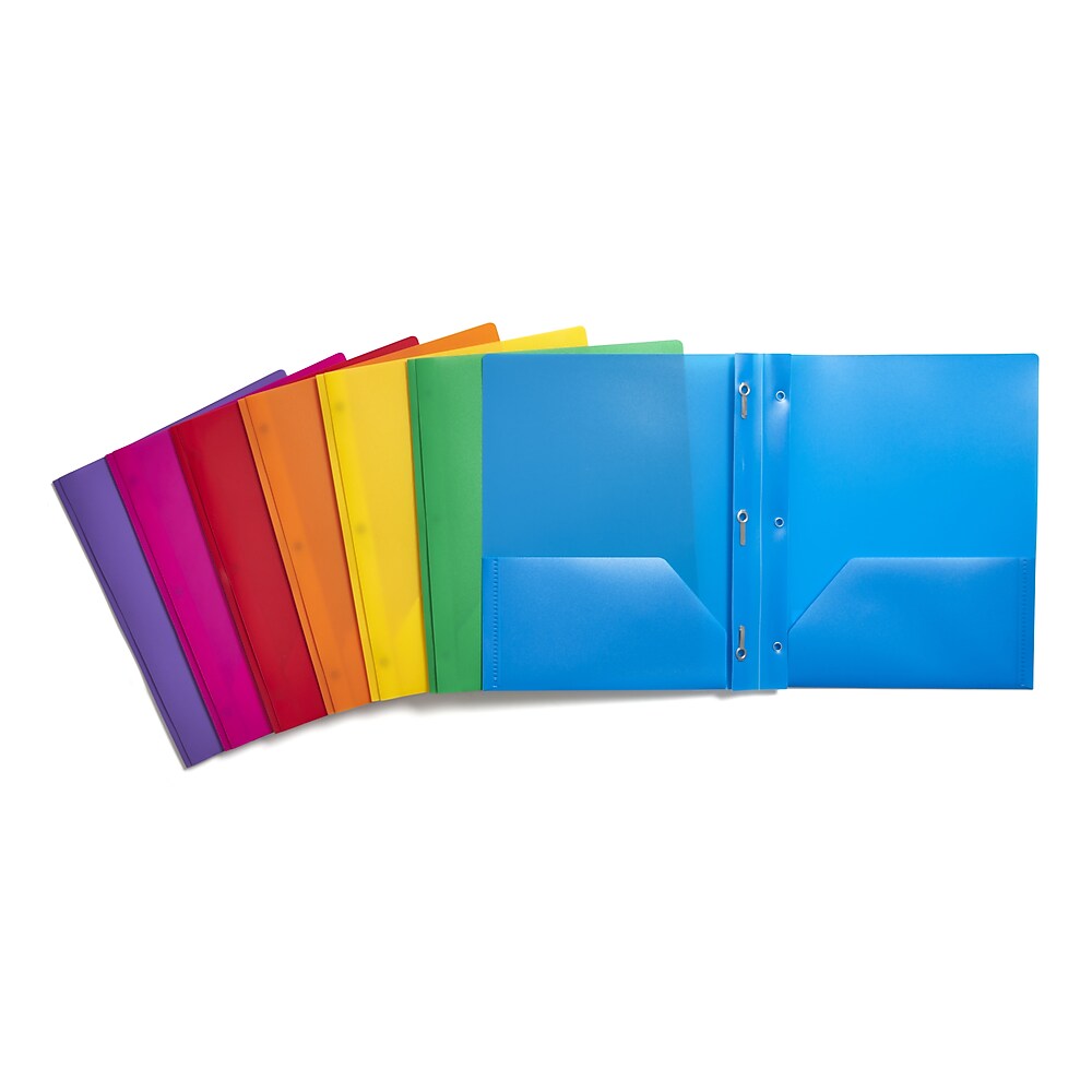 Staples® 2-pocket poly folder, report cover and fasteners