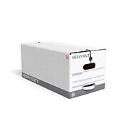TRU RED™ Heavy Duty File Box, String and Button Lid, Letter, White/Gray, 4/Pack (TR59222)