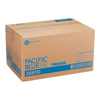 Pacific Blue Ultra Hardwound Paper Towels, 1-ply, 400 ft./Roll, 6 Rolls/Carton (26610)