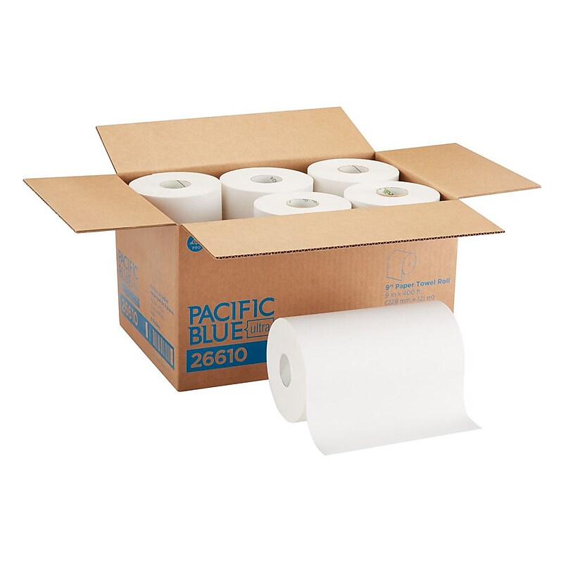 Pacific Blue Ultra Hardwound Paper Towels, 1-ply, 400 ft./Roll, 6 Rolls/Carton (26610) image 1