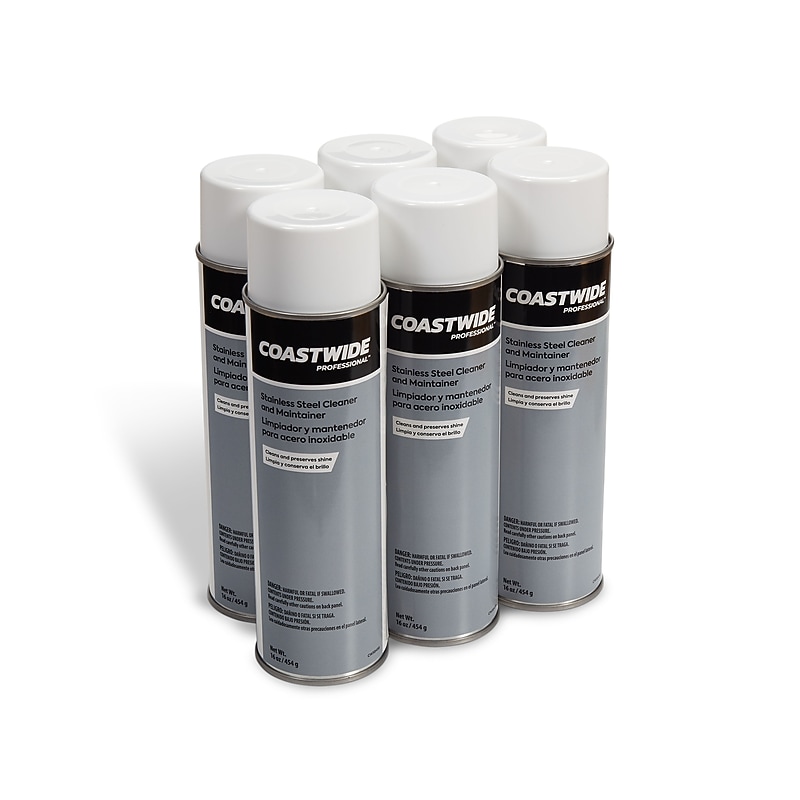 Coastwide Professional™ Stainless Steel Cleaner and Maintainer, Fresh & Clean Scent, 16 oz., 6/Carton (CW58498-A) image 1