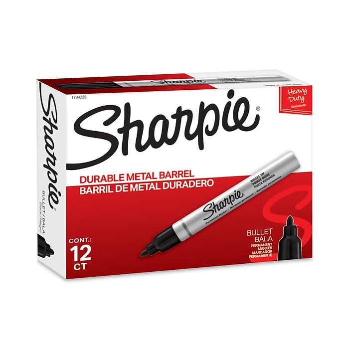 Sharpie Permanent Markers, Bullet Tip, Black, 12/Pack (1794229