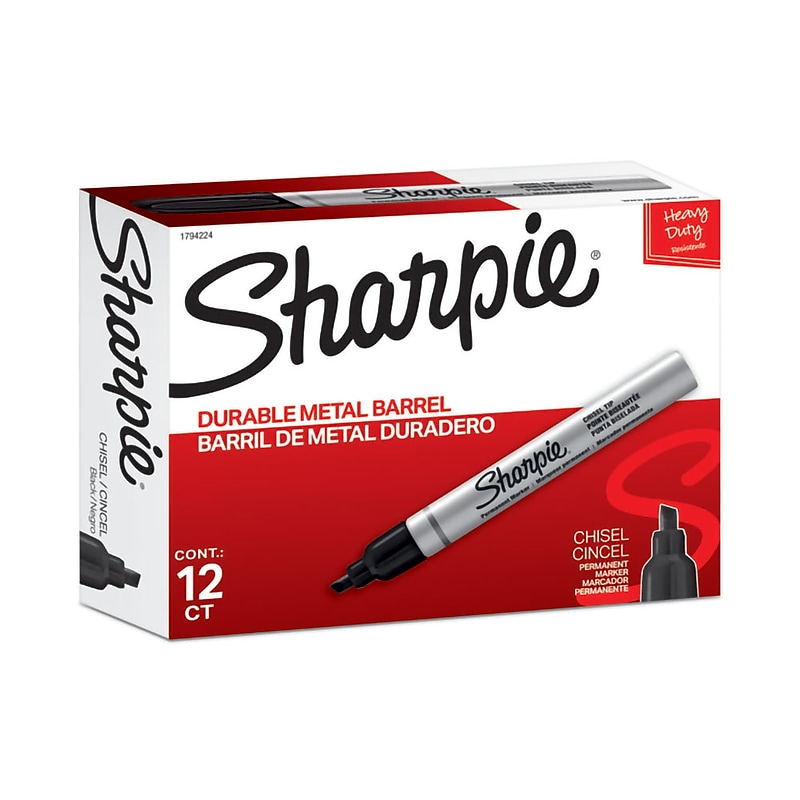 Sharpie PRO Permanent Markers, Chisel Tip, Black, 12/Pack (1794224) image 1