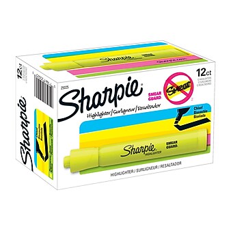 Sharpie Tank Highlighter, Chisel Tip, Fluorescent Yellow, Dozen (25025)