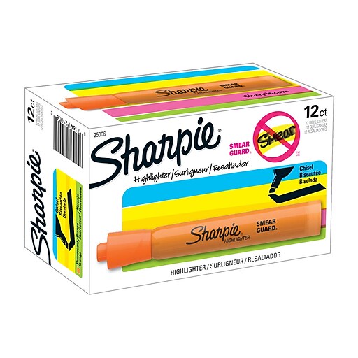 Sharpie Tank Highlighters, Chisel Tip, Orange, Dozen (25006