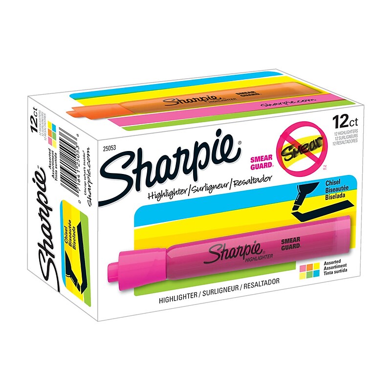 Sharpie Tank Highlighter, Chisel Tip, Assorted, Dozen (25053) image 1