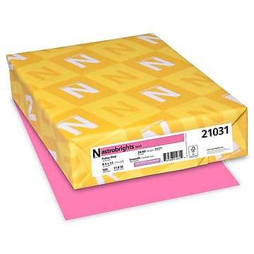 Astrobrights Colored Paper, 24 lbs., 8.5" x 11", Pulsar Pink, 500 Sheets/Ream (21031)