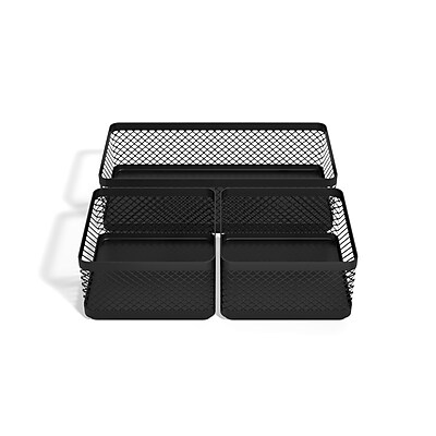 TRU RED Mesh Phone Stand & Organizer - 2-Pack Black Desktop Phone Holders With Storage Drawer