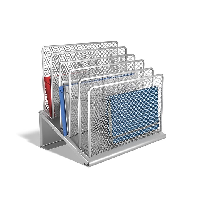 TRU RED™ 5-Compartment Wire Mesh File Organizer, Silver (TR57555