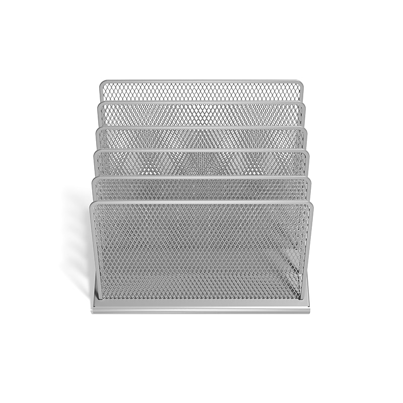 TRU RED™ 5-Compartment Wire Mesh File Organizer, Silver (TR57555) image 1