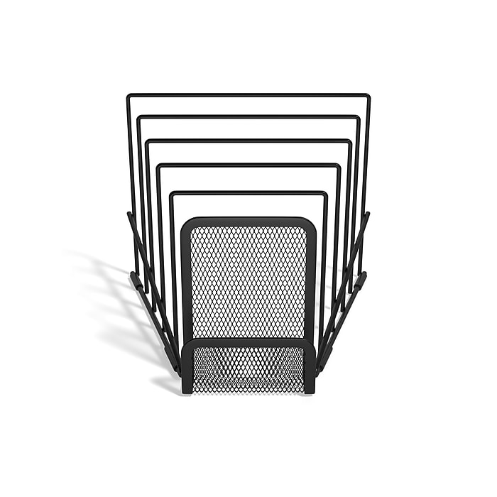 TRU RED™ 6-Compartment Wire Mesh Letter Holder, Matte Black